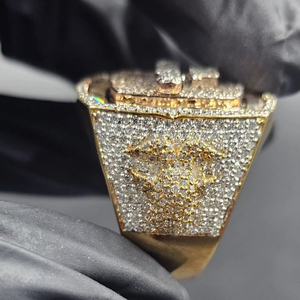 Certified Attractive IGI Certified Diamond Hip Hop <b>Statement</b> <b>Ring</b> 925 <b>Silver</b> 14K Gold Plated Custom Cocktail Wedding - Product Image 2