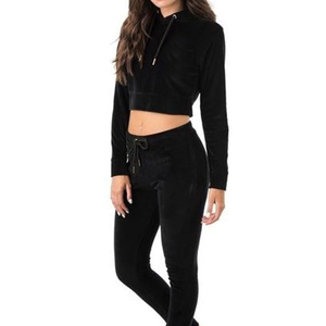 Ensemble de survêtement noir personnalisé pour femme : veste zippée et pantalon de jogging assorti, tenue de sport décontractée deux pièces - Product Image 4