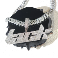 Collier pendentif Hip Hop en argent 925 plaqué or rose avec diamant Moissanite glacé taille brillant, breloque lettre 'Lack', unisexe, pour soirée