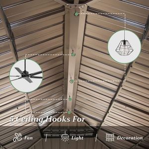 Pergola e Gazebo in Metallo con Tetto Doppio in Acciaio Zincato e Struttura in Legno di Cedro 12 X 20 per Esterni - Product Image 6