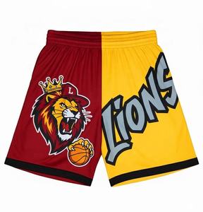 Shorts de basketball sublimés pour hommes, couleur violet-rouge, en maille, taille élastique, coupe régulière, respirants, pour hommes - Product Image 6