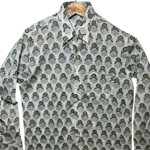 Camisa de Manga Larga Hecha a Mano 100% Algodón para Hombre, Estampado Floral con Bloques de Tinta |   Fabricante de Fábrica |   Suministro Global - Product Image 1