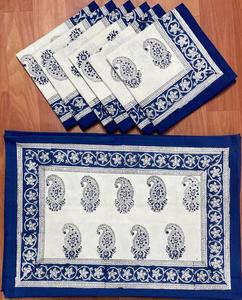 Juego de Manteles Individuales y Servilletas de Algodón Indio con Estampado Floral a Mano, Juego de 6 Servilletas y 6 Manteles Individuales, Proveedor Mayorista - Product Image 2