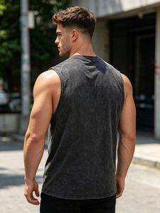 Débardeur Homme Nouvelle Qualité Imprimé Chauve-souris Simple Rétro Lavé Gilet Décontracté Été Coton Pur Épais Sans Manches Tendance - Product Image 5