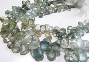 Chaîne de pierres d'aigue-marine naturelle facettes en forme de poire, 9 pouces - Product Image 3