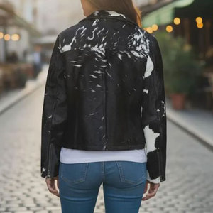 Chaqueta de Cuero Auténtico con Pelo, Patrón Natural, Material Suave y Duradero, Prenda Exterior Elegante, Ideal para la Moda de Invierno - Product Image 2