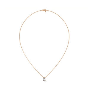 Rose Gold Emerald Cut Diamond Pendant Necklace Clear Solitaire <b>Charm</b> Jewelry for Women - Product Image 3