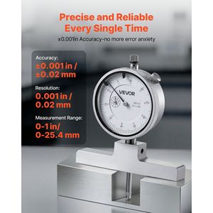 Micrometro di Precisione EasyT 0-22 Pollici con 4 Incudini, 6 Barre Standard, Risoluzione 0.001", Misuratore di Profondità - Product Image 2