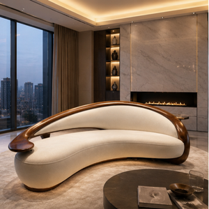 Sofá Curvo de Lujo, Muebles Tapizados de Madera Sólida de Primera Calidad para Hotel, Resort, Apartamento, Villa, Proyecto de Vestíbulo - Product Image 1