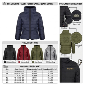 Women's Lightweight Puffer Jacket High Neck Full Zip Outdoor Padded Jacket - Product Image 6