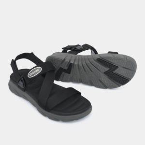 Sandalias Unisex Negras de Punta Abierta con Tiras Cruzadas y Correa de Talón Giratoria, Diseño Ligero con Parche de Goma - Product Image 1