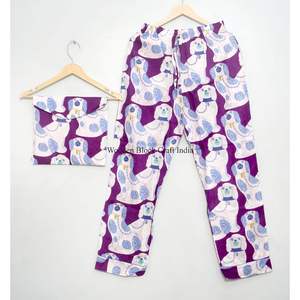 ชุดนอนฤดูร้อนลายสุนัขน่ารักหวานแหวว 3 ชิ้น ผ้าฝ้ายพิมพ์ลาย ขายส่ง ชุดนอนผู้หญิง เสื้อถักระบายอากาศ กางเกงขายาว - Product Image 3