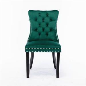 Collezione Moderna di Alta Gamma: Set di 2 Sedie da Pranzo Contemporanee in Velluto con Gambe in Legno Massello e Finitura con Borchie - Product Image 2