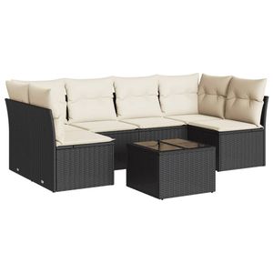 Set Divano da Giardino Bianco Crema 6 Posti in Rattan Arredamento da Esterno Stile Contemporaneo - Product Image 2