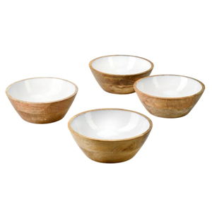 Handcrafted Mango Wood Serving <b>Bowl</b> with White Enamel Interior <b>Large</b> Decorative Salad & Fruit <b>Bowl</b> for Modern Home Decor - Product Image 2