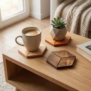 Hospitality Grade Wooden Coasters Set Durable Drink <b>Protectors</b> for Restaurant Hotel Bar Cafe Dining <b>Table</b> Events - Product Image 3