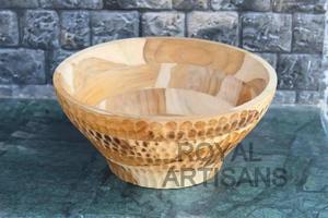 Tazón Desechable de Madera para Servir, Apto para Alimentos, Pulido, para Ensaladas y Frutas, para Fiestas, Hogar y Cocina - Product Image 3