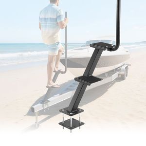 Gradini per Rimorchio Barca a 2 Gradini in Acciaio al Carbonio Rinforzato con Maniglia Antiscivolo e 3 Opzioni di Angolazione di Montaggio - Ricambi e Accessori - Product Image 1