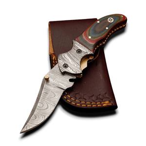Cuchillo Plegable de Damasco de Alta Calidad, Forjado a Mano, Hoja Afilada Personalizada, Cuchillo de Bolsillo para Exteriores, EDC, Supervivencia, Caza, Micarta, OEM/ODM - Product Image 1