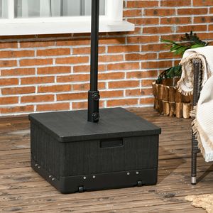 Supporto per Ombrellone da Esterno 3-in-1 con Tavolino, Fioriera e Drenaggio, Telaio in Acciaio e Ruote con Maniglie - Product Image 2