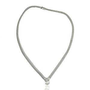 18K White Gold Pear Pendant <b>Necklace</b> | Luxury Tennis Chain Large Teardrop | Elegant Gift <b>Statement</b> - Product Image 2