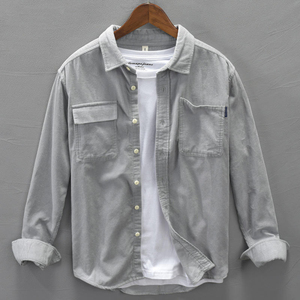 Camisa Casual de Manga Larga para Hombre, 100% Algodón Twill, Color Sólido, Transpirable, Cuello Camisero, Manga Larga, para Otoño - Product Image 1