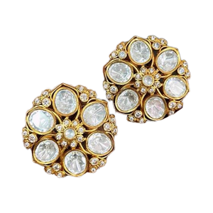 ต่างหูเม็ดกลมมออิสซาไนต์ชุบทองร่วมสมัยเครื่องประดับทันสมัยทันสมัยสำหรับงานปาร์ตี้ที่ทำจากทองเหลือง - Product Image 1