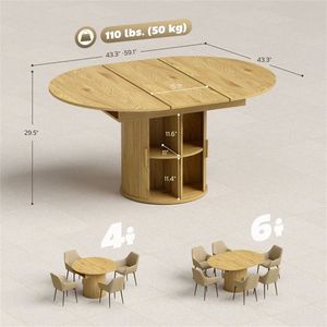 Tavolo da Pranzo in Stile Rustico Naturale con Scaffale Portaoggetti per Soggiorno (Solo Tavolo) - Product Image 6