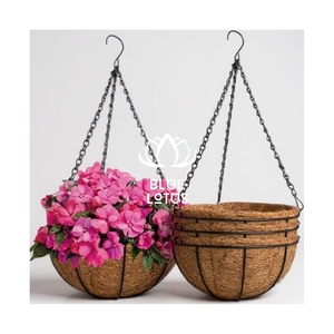 Panier suspendu mural de jardin en fonte robuste de 46 cm pour fleurs, mangeoire, cage à oiseaux pour oiseaux séchés et préservés, avec 3 anneaux de fixation en forme de S - Product Image 2