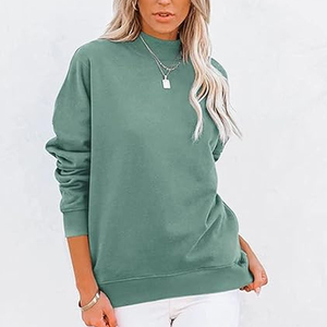 Pull col roulé léger en molleton polyester/coton pour femme, coupe oversize à épaules tombantes, personnalisable OEM de haute qualité - Product Image 2
