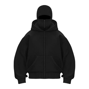 Sudadera con Capucha Balaclava Unisex Personalizada de Algodón, Sudadera Térmica de Invierno de Alta Calidad con Cierre Completo, Estilo Urbano con Impresión Digital para Hombre - Product Image 2