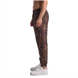Pantalon imprimé pour homme, taille élastique avec cordon de serrage, joggers décontractés, respirant, poids moyen, mélange polyester-coton, style automne - Product Image 3