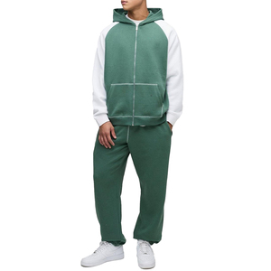 Chándal Ligero con Capucha para Hombre, Diseño Moderno, Combinación de Dos Colores Verde Sólido, Ecológico, Ropa Deportiva de Invierno, Personalizado de 2 Piezas - Product Image 2
