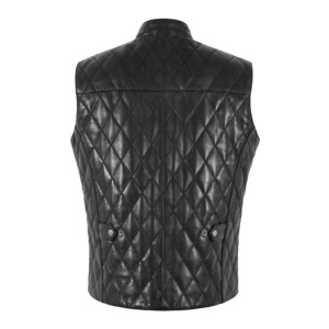 Chaleco Acolchado de Piel de Cordero Genuina para Hombre, Chaleco de Cuero Personalizado para Motociclistas, Fabricante Mayorista OEM/ODM - Product Image 4