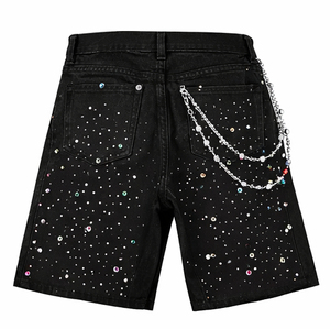Shorts en jean tricotés pour hommes, ornés de motifs losanges, respirants, écologiques, taille mi-haute, décontractés, de luxe, collection été 2026 - Product Image 2