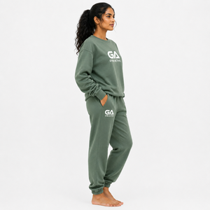 Conjunto Deportivo para Mujer, Sudadera Oversize con Estampado Verde y Logotipo Personalizado en la Parte Delantera |   Conjunto Deportivo Informal de 2 Piezas |   Ropa Deportiva para Gimnasio - Product Image 3