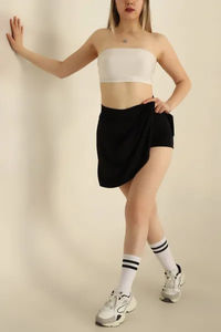 Conjunto Deportivo para Mujer, Cómodo y Suave, con Falda Plisada, Transpirable, para Gimnasio y Fitness de Verano, Tallas Grandes, Diseño Simple con Logotipo Frontal - Product Image 3