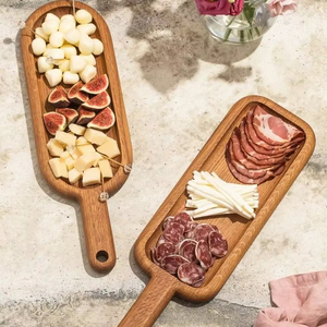 Tabla de madera para servir alimentos, bandeja para cocina, comedor, restaurante, catering y presentación decorativa. - Product Image 1