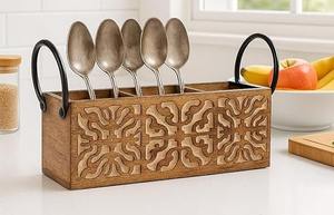 Portacubiertos para Mesa de Comedor, Soporte para Cuchillos y Cucharas, Organizador Multiusos para Cucharas, Caja de Almacenamiento de Vajilla de la India - Product Image 2