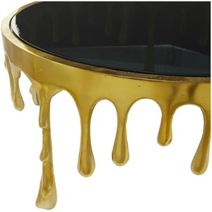 Table basse moderne avec design effet gouttelettes, plateau en verre trempé de 36 pouces de diamètre, mobilier contemporain pour salon - Product Image 4