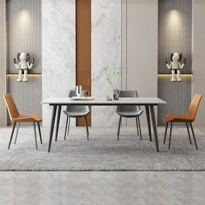 Tavolo da ristorante di alta qualità tavolo in marmo tavolo da pranzo in metallo di lusso in acciaio inossidabile dorato Set mobili da soggiorno
