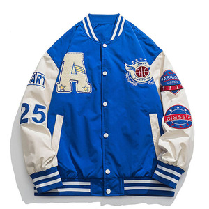 Veste universitaire pour homme, design brodé avec lettre A, bleu marine et blanc, style décontracté, veste bomber style universitaire - Product Image 4