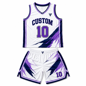 Custom <b>Women</b> Basketball Jersey and <b>Shorts</b> Set <b>White</b> Purple Blue Sleeveless Team Uniform Sports Kit - Product Image 5
