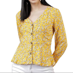 Camisa de Verano con Botones para Mujer, Ligera, Holgada, Informal, para Vacaciones en la Playa - Product Image 1