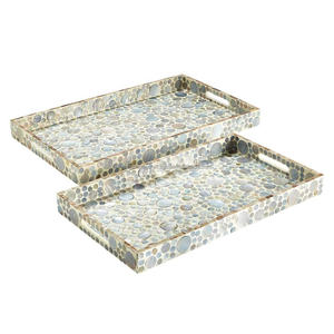 Plateau en rotin du Vietnam, nouveau Design avec incrustation de perles, décoration 8 pouces, pas cher, vente en gros - Product Image 3