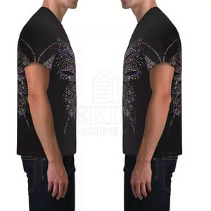 เสื้อยืดพลอยเทียมหรูหราสำหรับผู้ชายดีไซน์ระยิบระยับสวมใส่สบายสำหรับงานปาร์ตี้และสไตล์แฟชั่น - Product Image 5