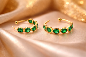 Pendientes de Aro con Múltiples Piedras Preciosas, Plata de Ley 925 con Acabado en Oro de 18k, Joyería de Bisutería, Regalo, Joyería Hecha a Mano - Product Image 2