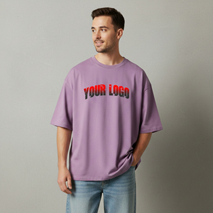 เสื้อยืดผู้ชายทรงบ็อกซี่ แขนเสื้อแบบดรอปไหล่ สไตล์สตรีทแวร์ ขายดี ผ้าฝ้าย 100% หนัก 270 GSM สองสี - Product Image 2