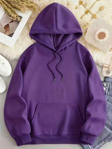 Sudadera Corta de Diseño para Mujer, con Media Cremallera, Color Morado, de Algodón, Estilo Casual - Product Image 4