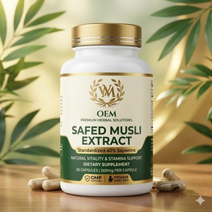 OEM Natural Safed Musli Extract <b>Powder</b> Capsules High Saponins Private Label Herbal <b>Energy</b> Supplement Bulk - Product Image 1